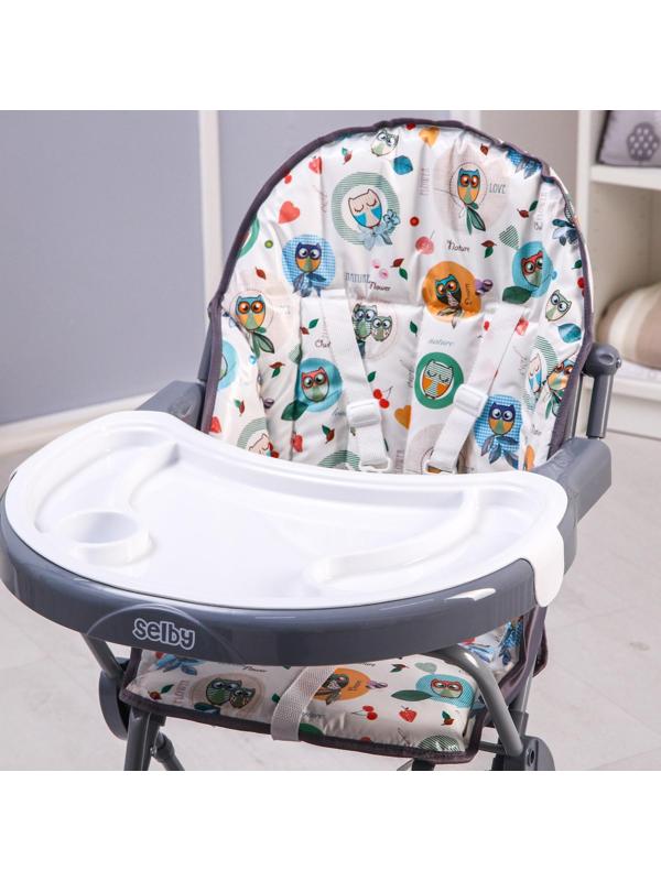 Стульчик для кормления Selby 252 «Совы», цвет серый