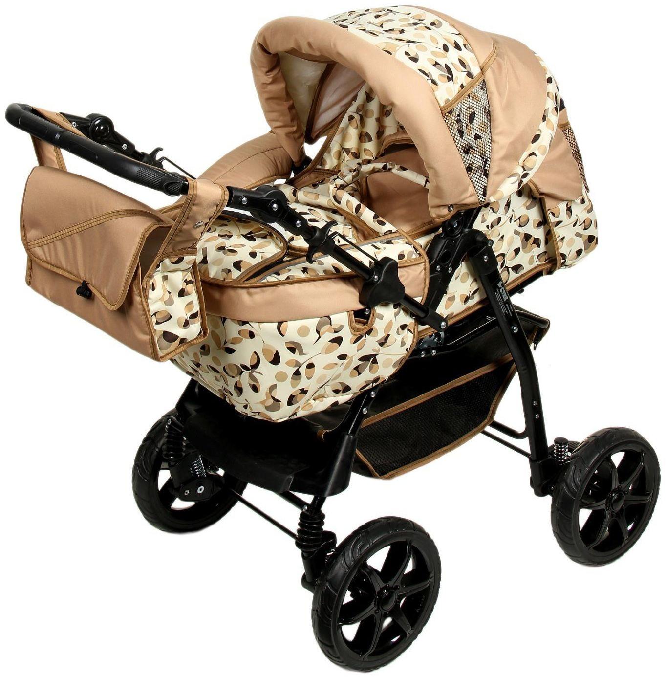 Коляска-трансформер «Пилот», пластиковые колёса, оттенки бежевого, рисунок МИКС