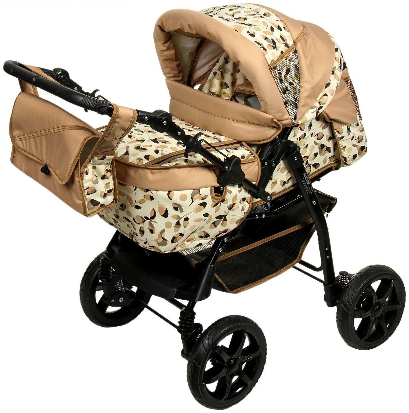Коляска-трансформер «Пилот», пластиковые колёса, оттенки бежевого, рисунок МИКС