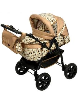 Коляска-трансформер «Пилот», пластиковые колёса, оттенки бежевого, рисунок МИКС