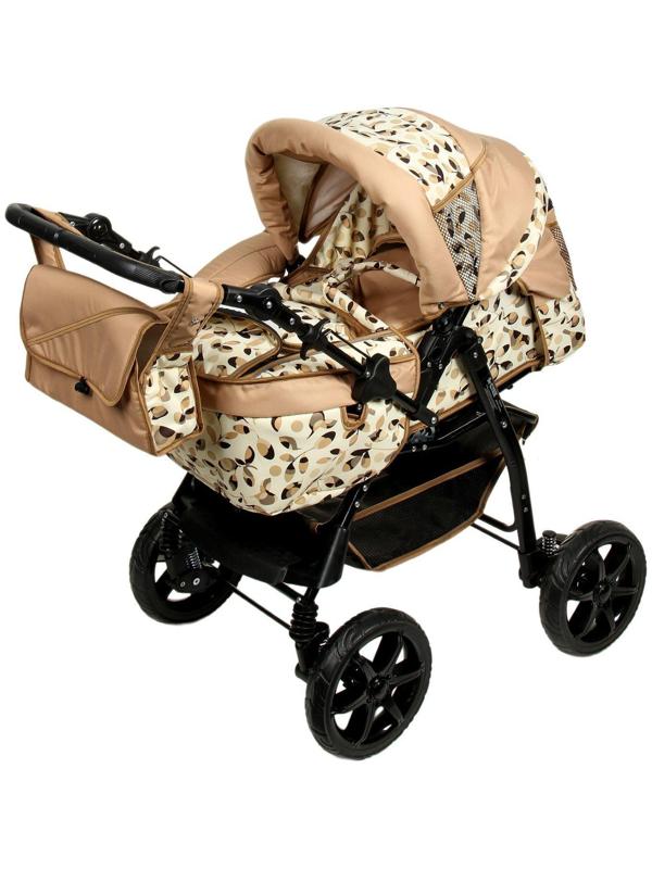 Коляска-трансформер «Пилот», пластиковые колёса, оттенки бежевого, рисунок МИКС