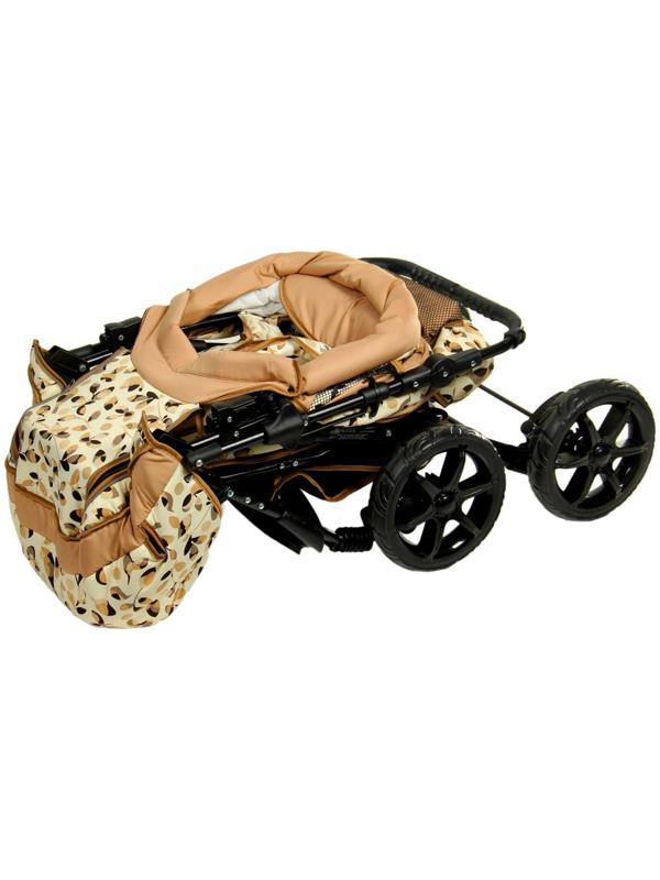 Коляска-трансформер «Пилот», пластиковые колёса, оттенки бежевого, рисунок МИКС