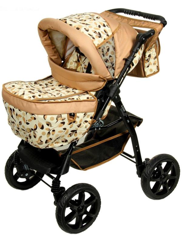 Коляска-трансформер «Пилот», пластиковые колёса, оттенки бежевого, рисунок МИКС