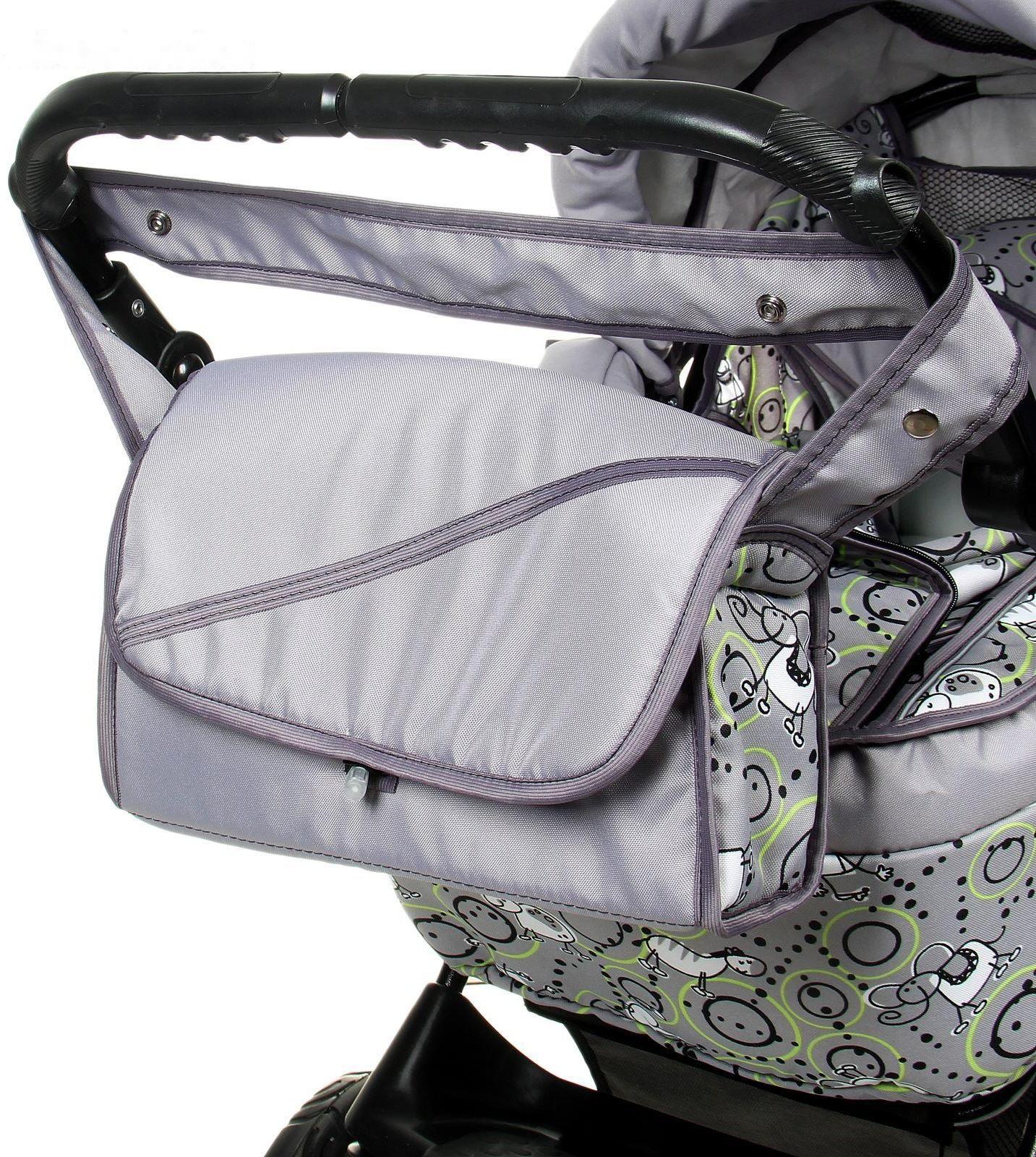 Коляска-трансформер «Пилот», пластиковые колёса, цвет серый, рисунок МИКС