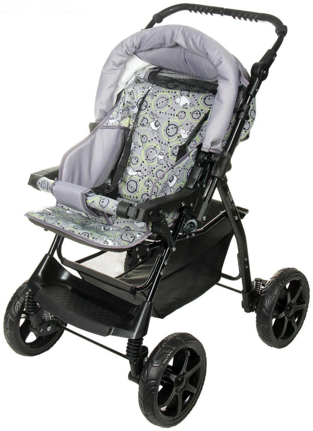 Коляска-трансформер «Пилот», пластиковые колёса, цвет серый, рисунок МИКС