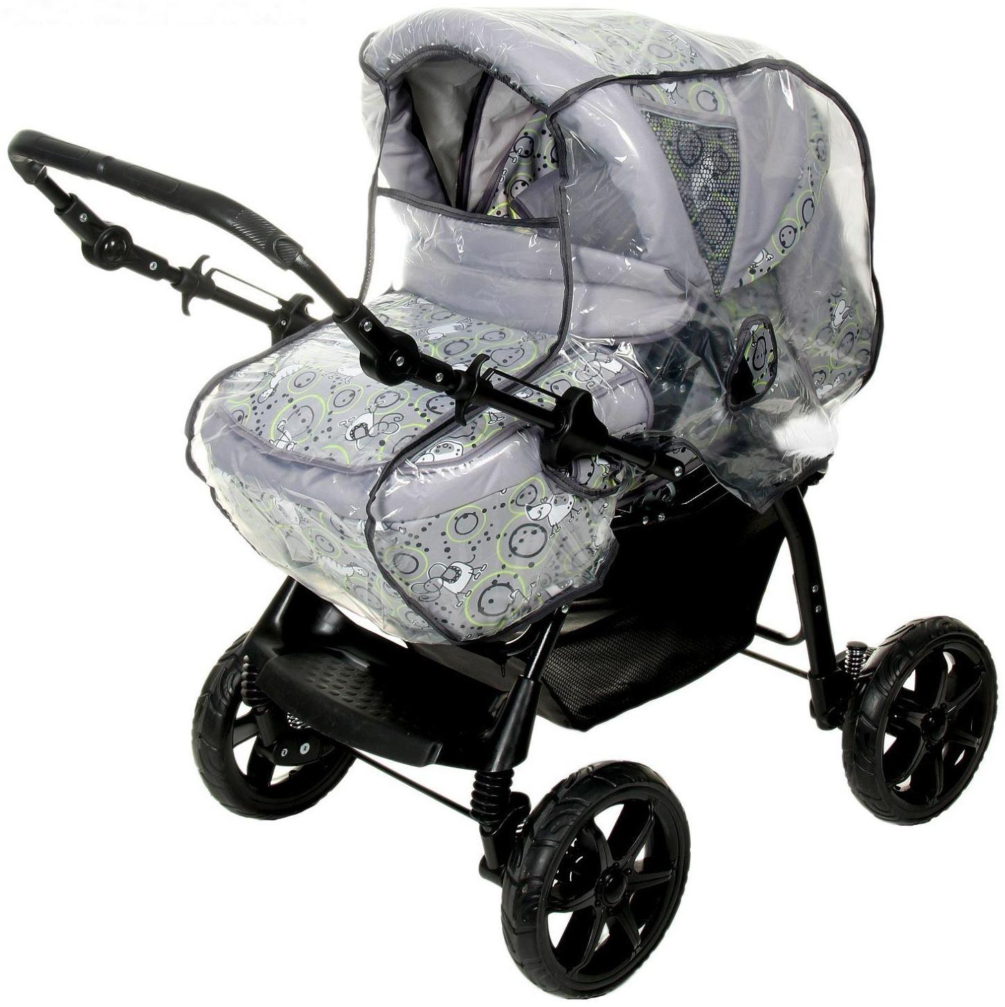 Коляска-трансформер «Пилот», пластиковые колёса, цвет серый, рисунок МИКС