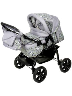 Коляска-трансформер «Пилот», пластиковые колёса, цвет серый, рисунок МИКС