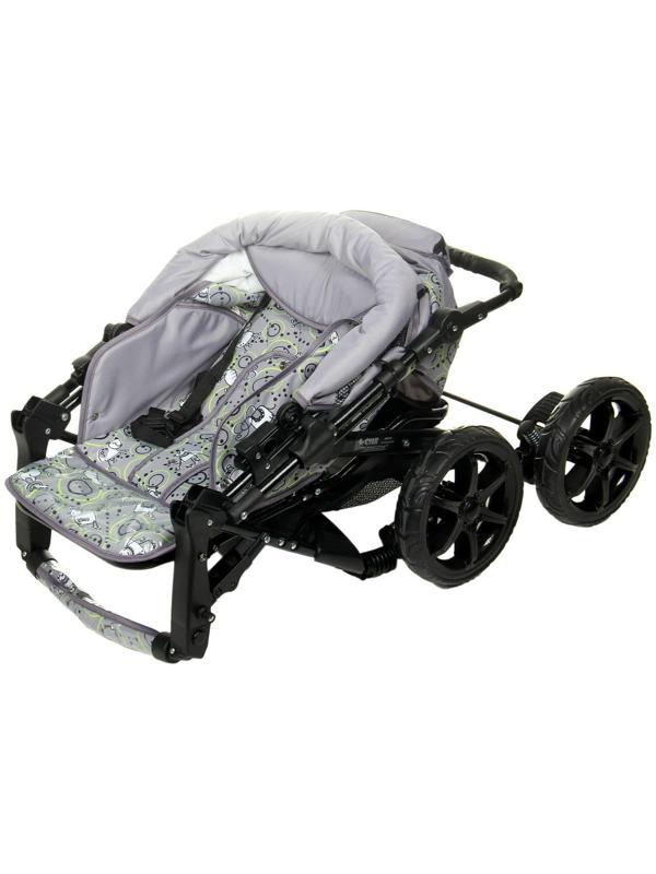 Коляска-трансформер «Пилот», пластиковые колёса, цвет серый, рисунок МИКС