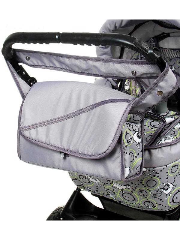 Коляска-трансформер «Пилот», пластиковые колёса, цвет серый, рисунок МИКС