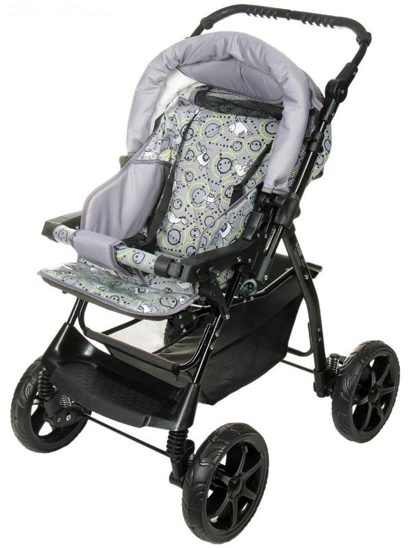 Коляска-трансформер «Пилот», пластиковые колёса, цвет серый, рисунок МИКС