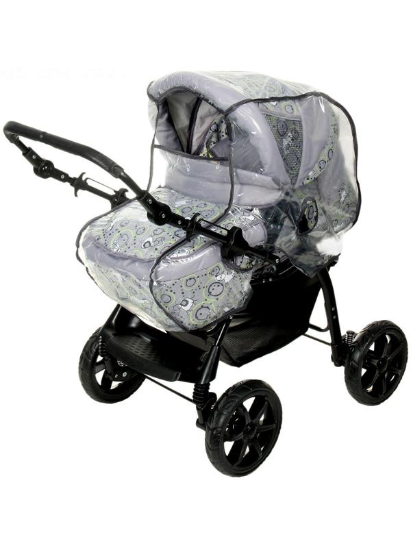Коляска-трансформер «Пилот», пластиковые колёса, цвет серый, рисунок МИКС