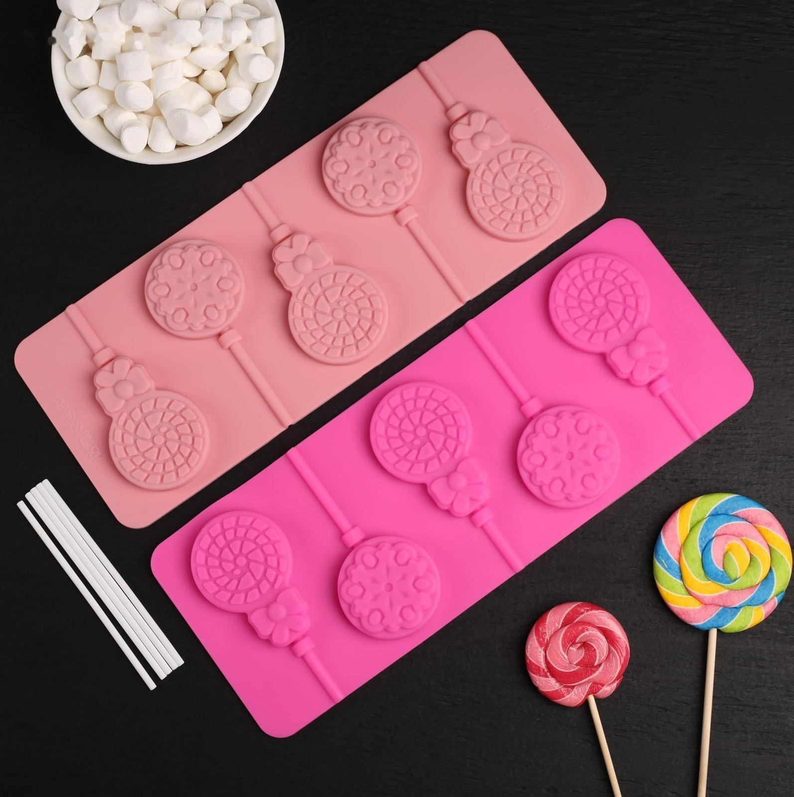 Форма для леденцов Доляна «Карамелька», 24×9,5 см, 5 ячеек, с палочками, цвет МИКС