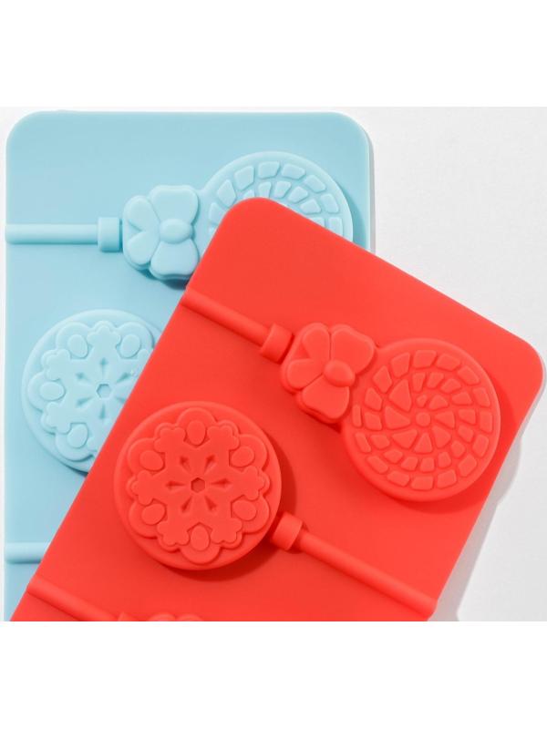 Форма для леденцов Доляна «Карамелька», 24×9,5 см, 5 ячеек, с палочками, цвет МИКС