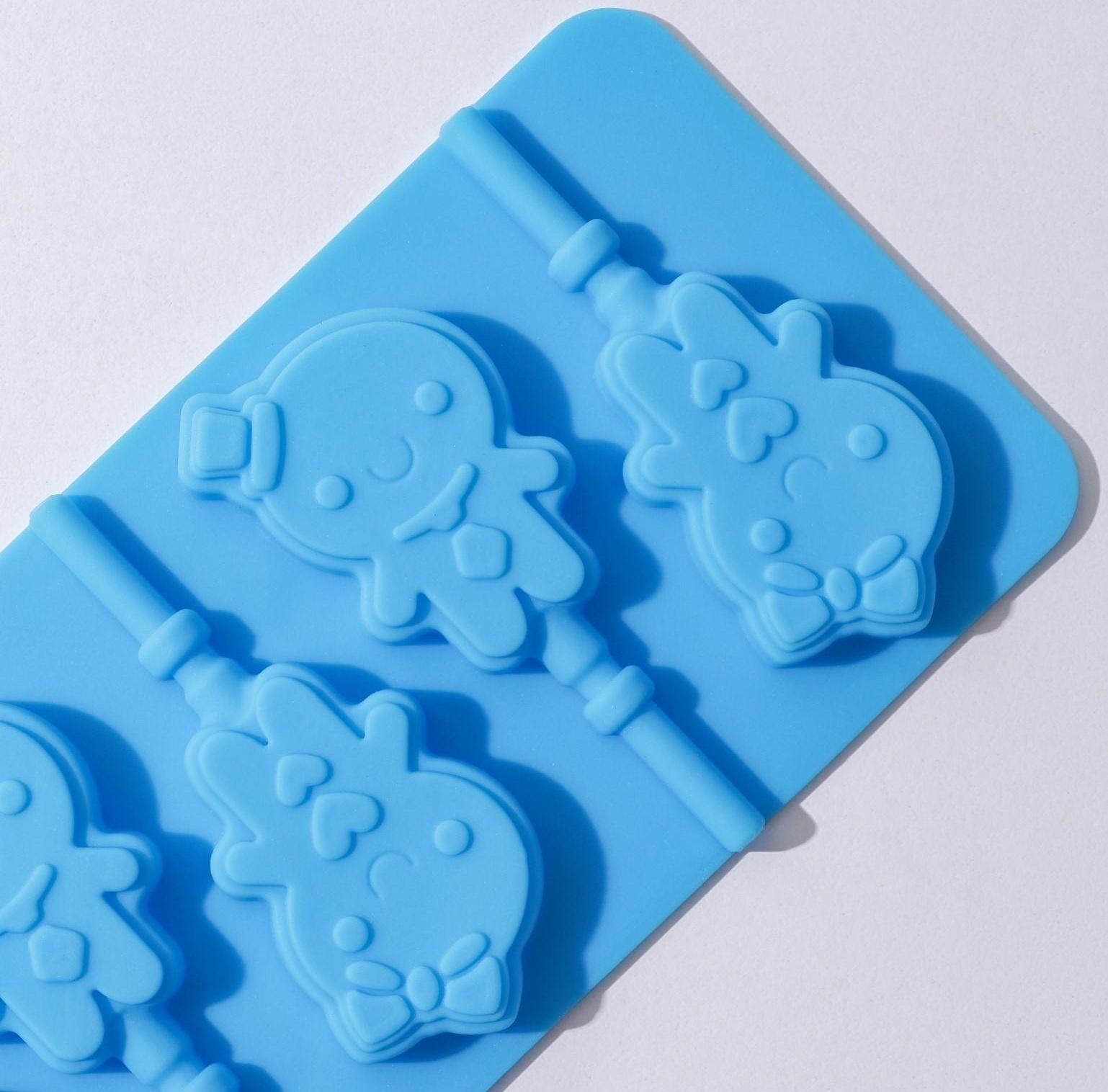 Форма для леденцов Доляна «Девочка, мальчик», 24×9,5 см, 6 ячеек, с палочками, цвет МИКС