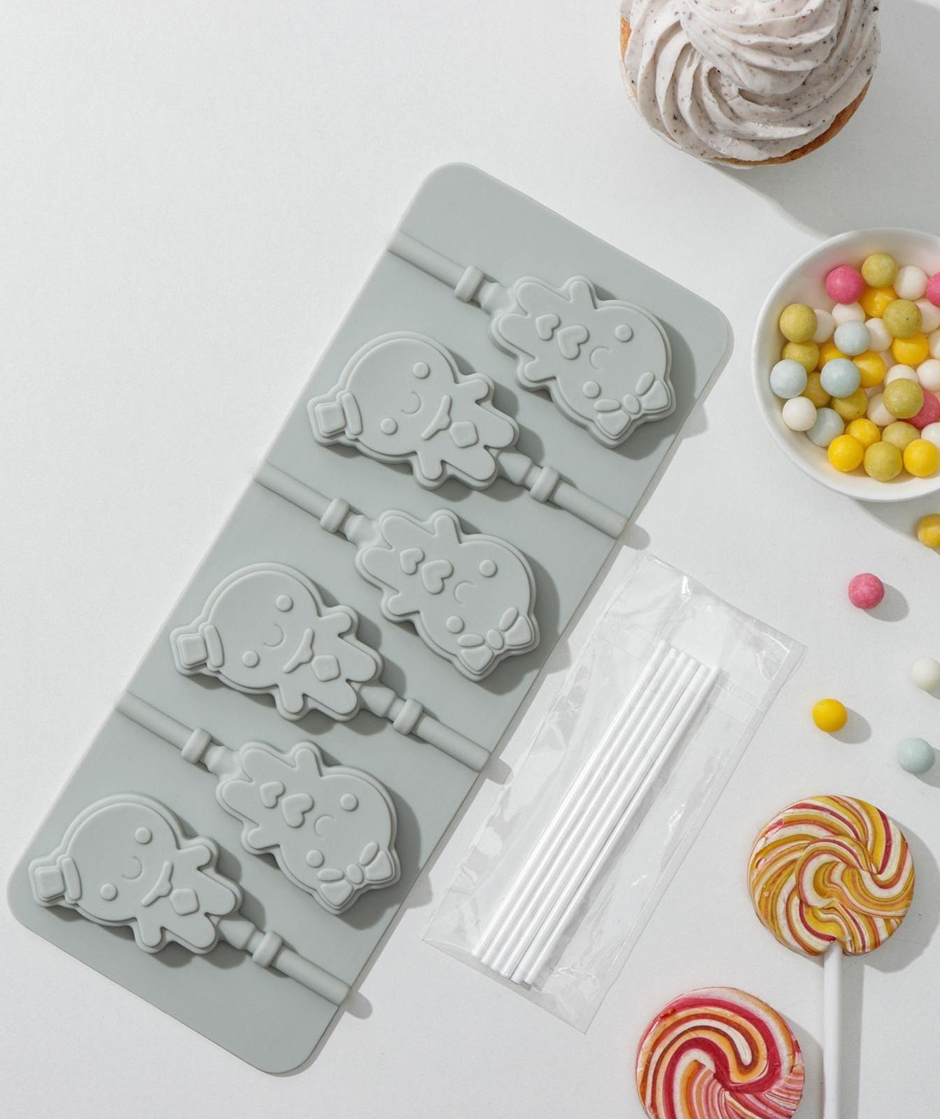 Форма для леденцов Доляна «Девочка, мальчик», 24×9,5 см, 6 ячеек, с палочками, цвет МИКС