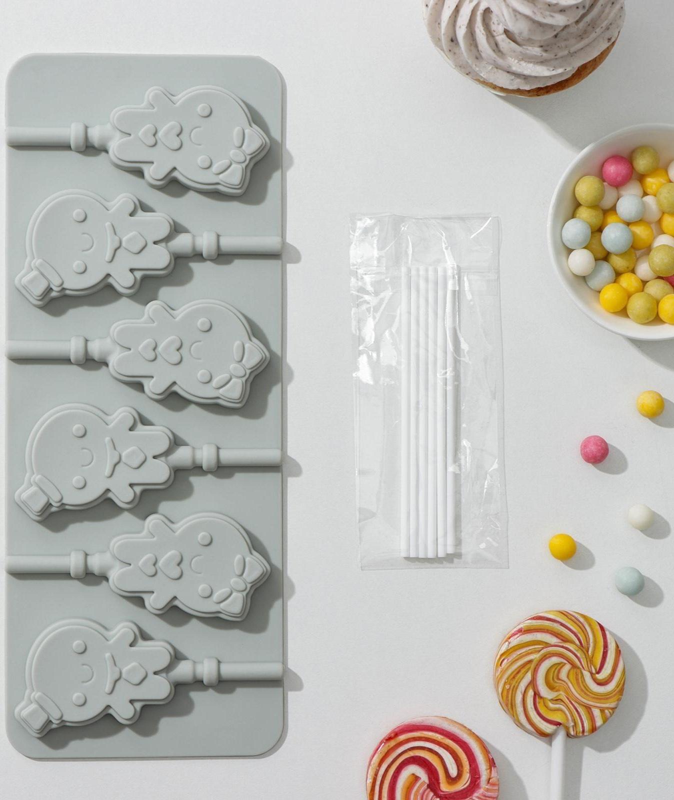 Форма для леденцов Доляна «Девочка, мальчик», 24×9,5 см, 6 ячеек, с палочками, цвет МИКС