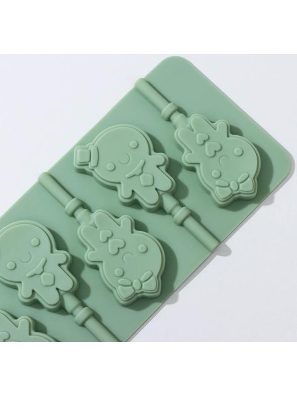 Форма для леденцов Доляна «Девочка, мальчик», 24×9,5 см, 6 ячеек, с палочками, цвет МИКС