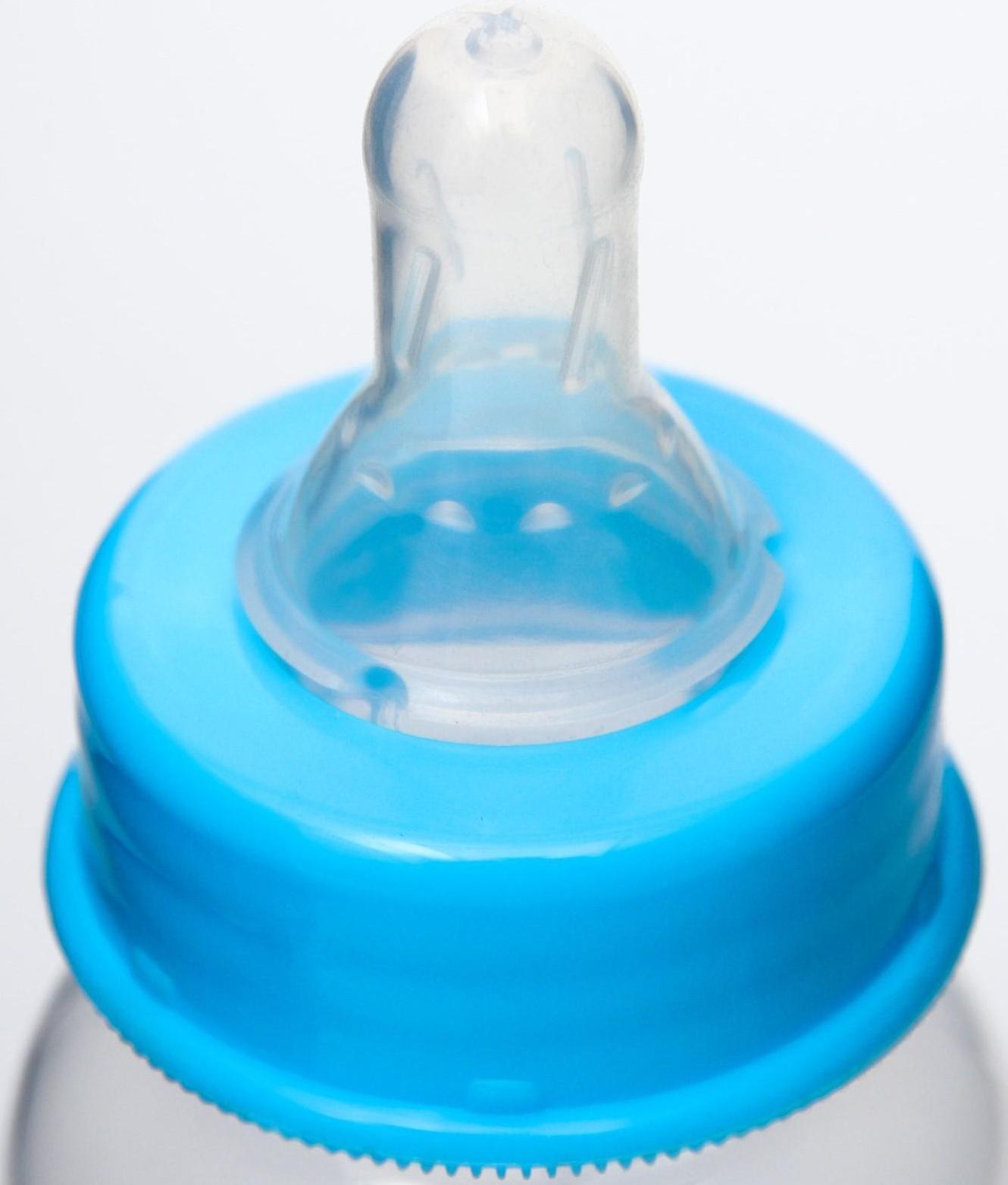 Бутылочка для кормления 3 в 1 «Любимый сыночек», в комплекте ложка и носик-поильник, 150 мл, от 0 мес., цвет голубой