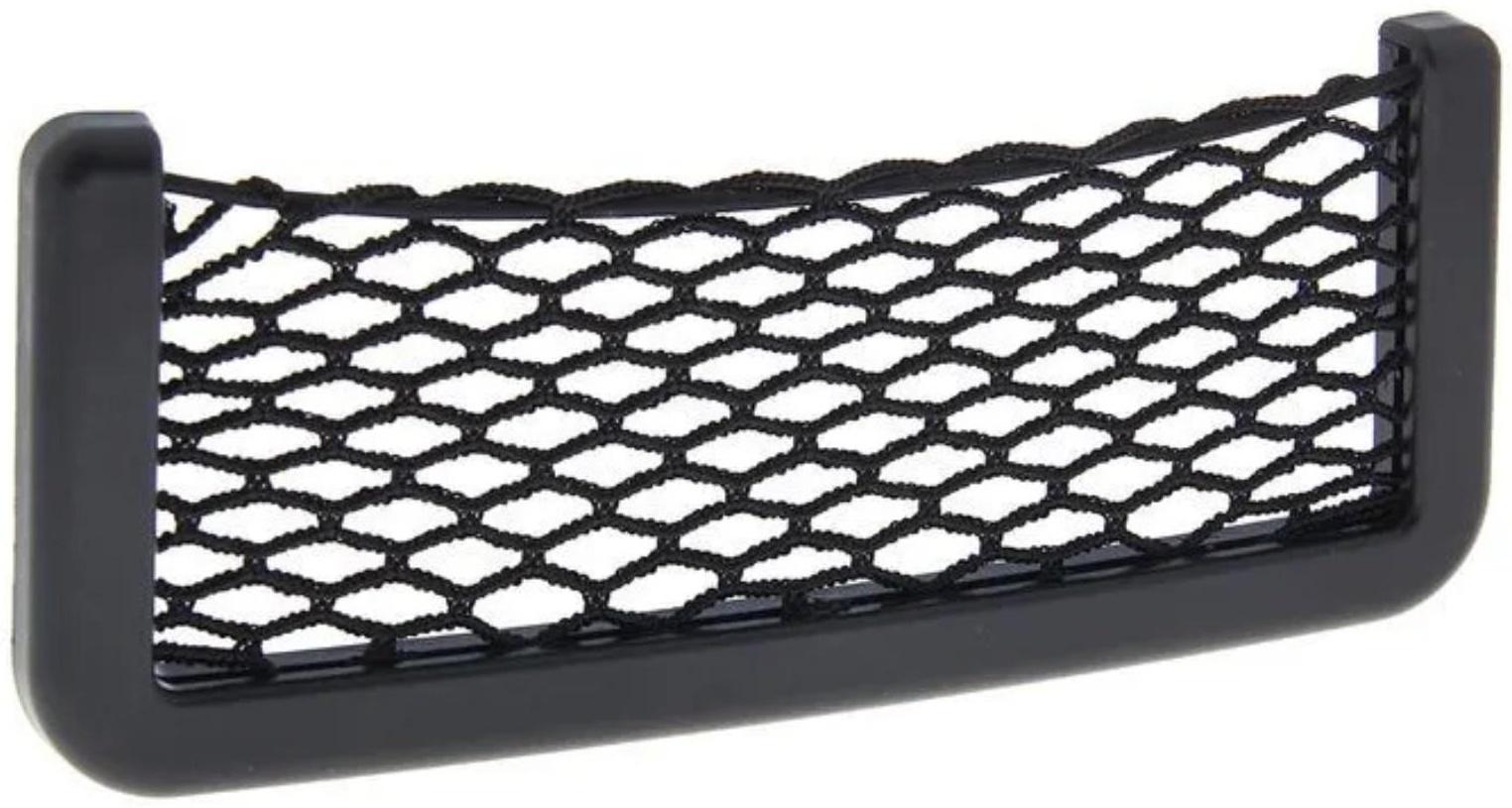 Карман-сетка под телефон на клейкой ленте, 14.5×8 см, чёрный