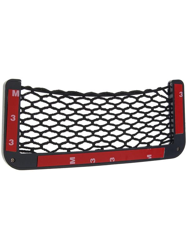 Карман-сетка под телефон на клейкой ленте, 14.5×8 см, чёрный