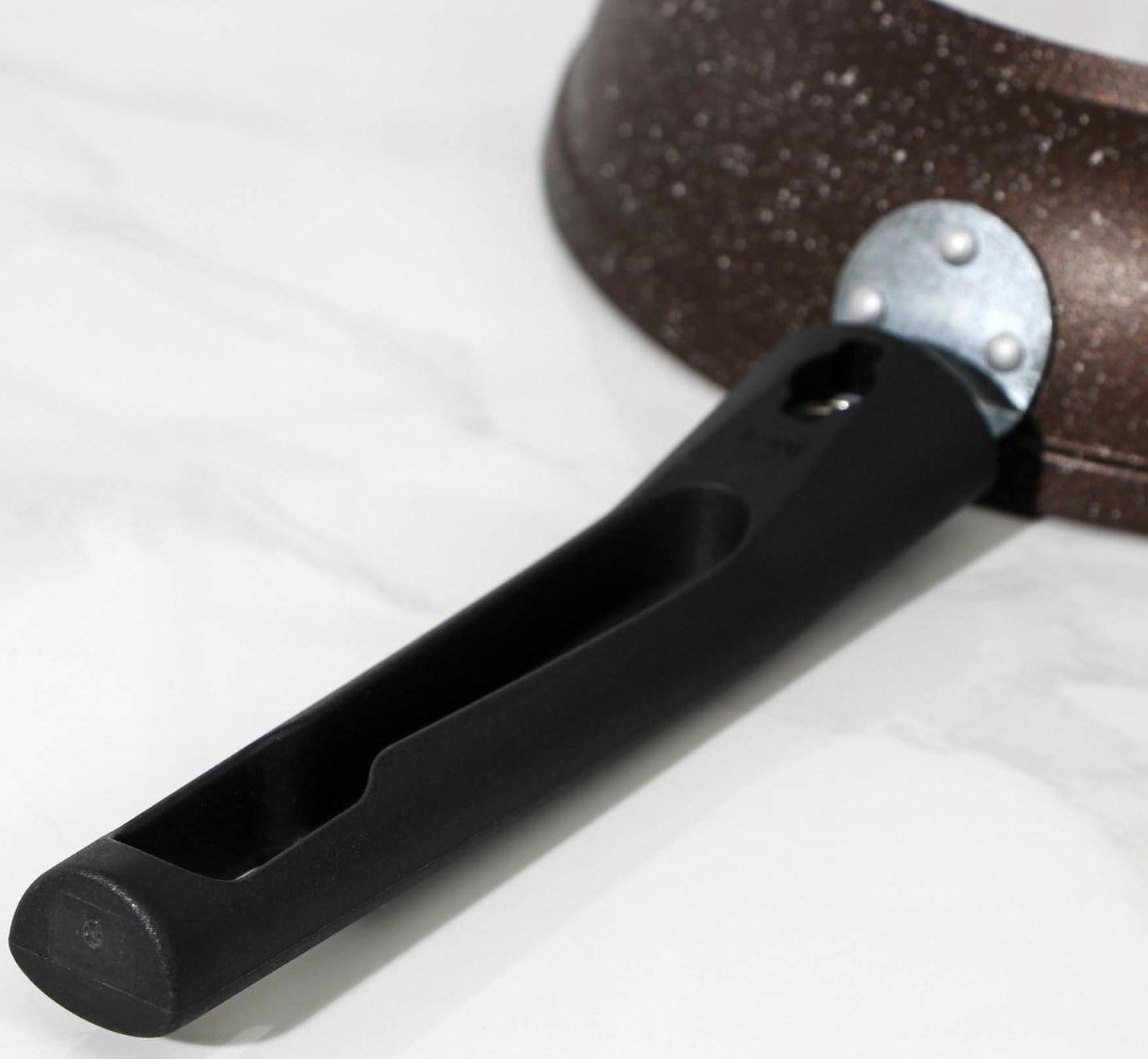 Сковорода, d=22 см, съёмная ручка, антипригарное покрытие, цвет кофейный мрамор