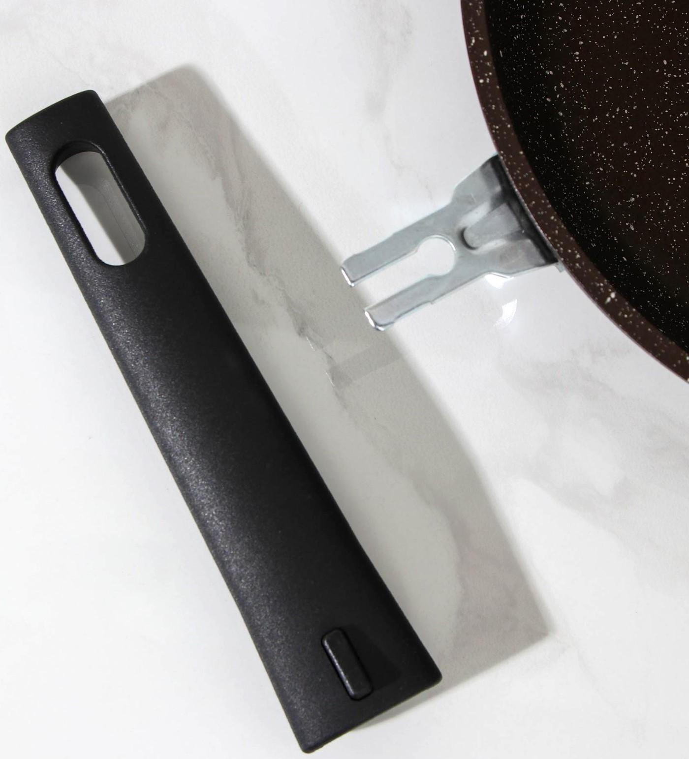 Сковорода, d=22 см, съёмная ручка, антипригарное покрытие, цвет кофейный мрамор