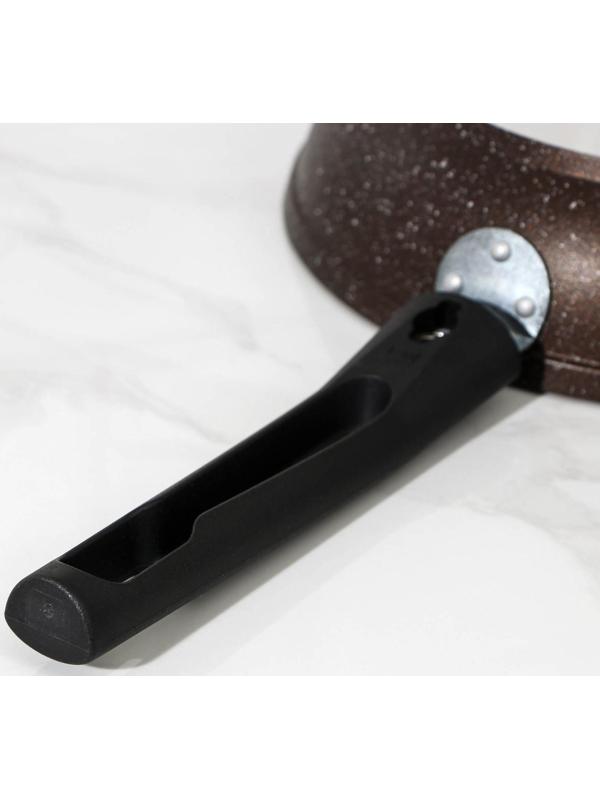 Сковорода, d=22 см, съёмная ручка, антипригарное покрытие, цвет кофейный мрамор