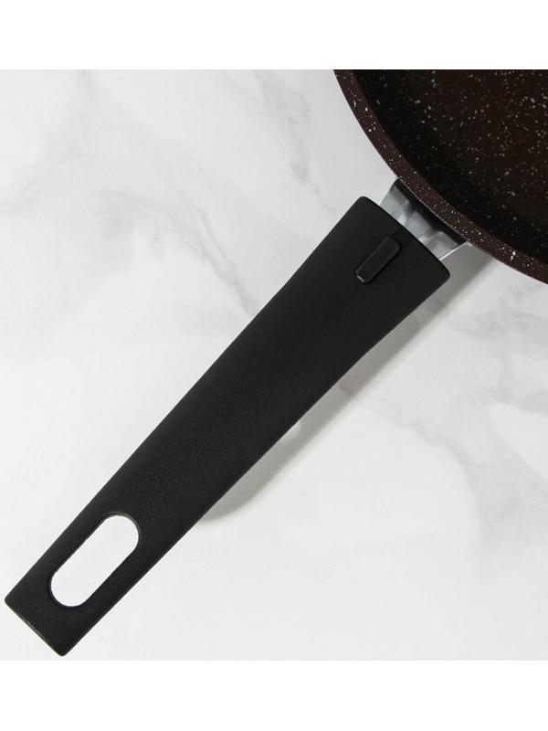 Сковорода, d=22 см, съёмная ручка, антипригарное покрытие, цвет кофейный мрамор