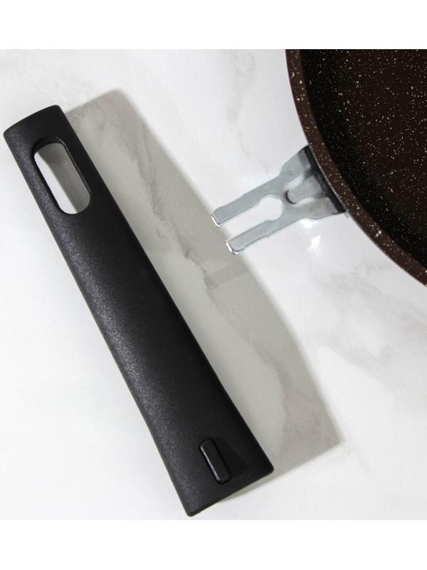 Сковорода, d=22 см, съёмная ручка, антипригарное покрытие, цвет кофейный мрамор