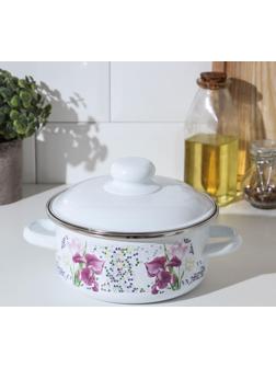 Кастрюля «Мозаика» 1,5 л, d=15 см, эмалированная крышка, индукция, цвет белый