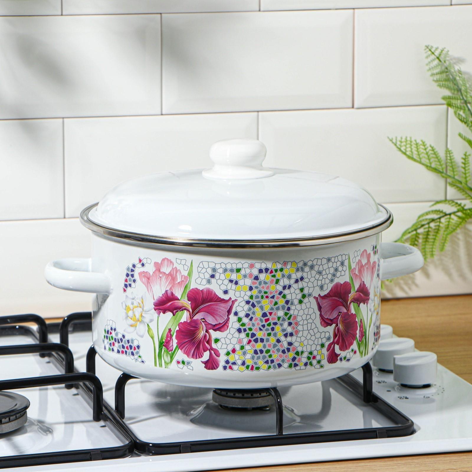 Кастрюля «Мозаика», 5 л, индукция, цвет белый