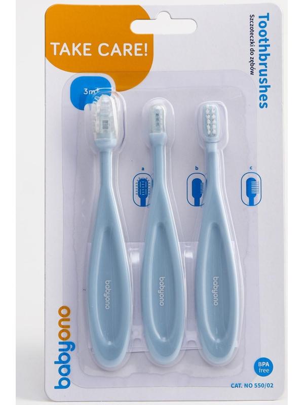Набор детских щёток 3 шт.: щётка силиконовая, массажёр, щётка с мягкой щетиной (нейлон), от 3 мес., цвета МИКС