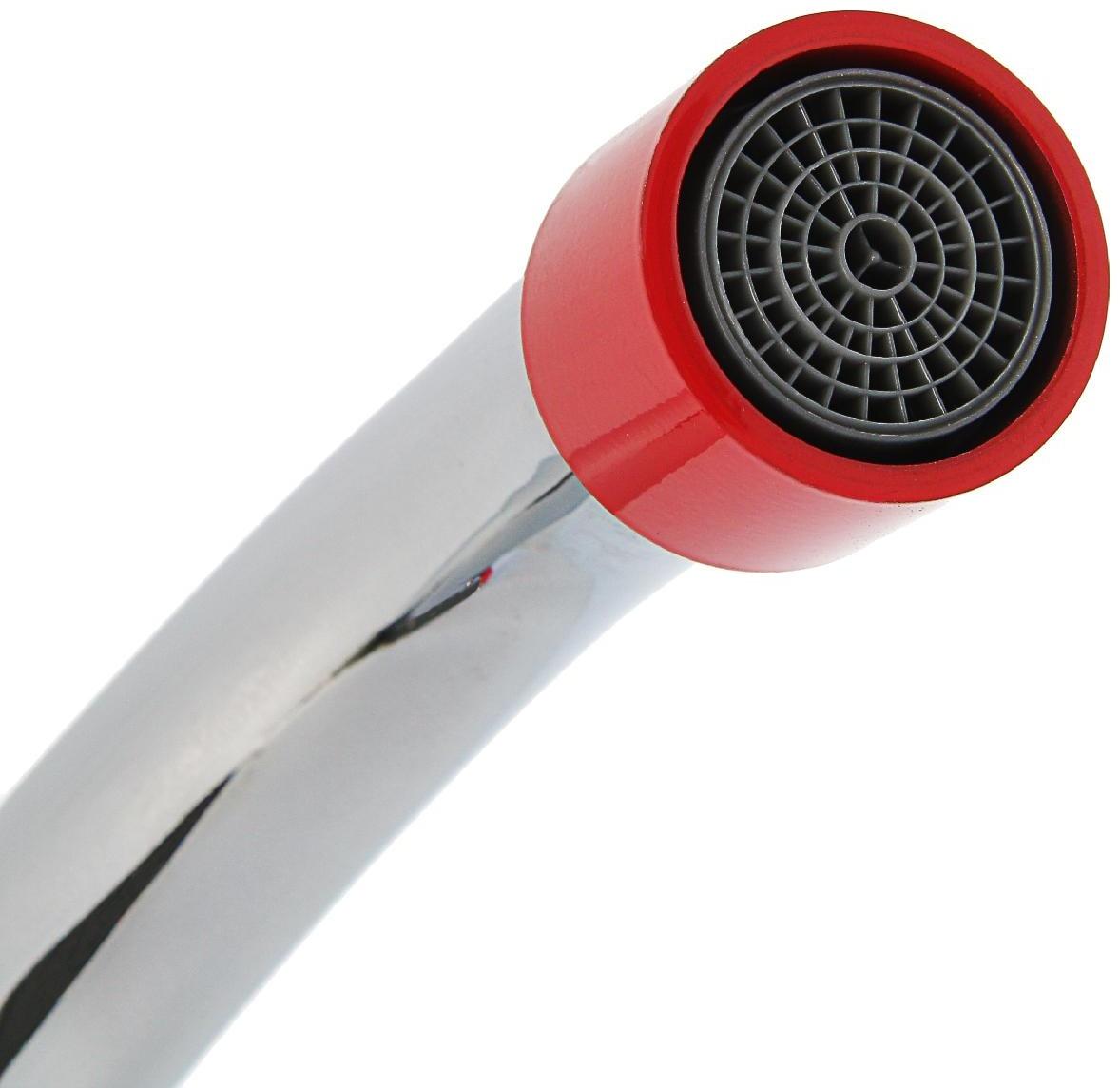 Cмеситель для ванны Accoona A7182N, двухрычажный, красный/хром