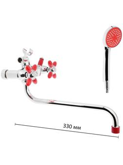 Cмеситель для ванны Accoona A7182N, двухрычажный, красный/хром