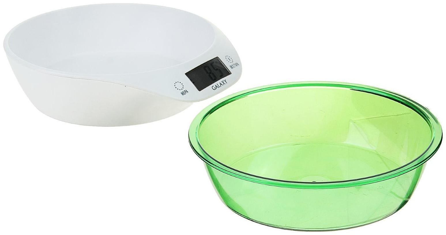 Весы кухонные Galaxy GL 2804, электронные, до 5 кг, LCD-дисплей, бело-зелёные