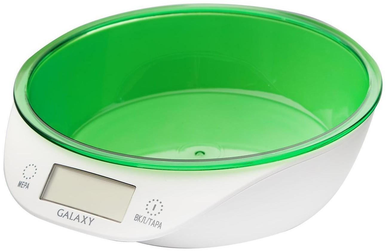 Весы кухонные Galaxy GL 2804, электронные, до 5 кг, LCD-дисплей, бело-зелёные
