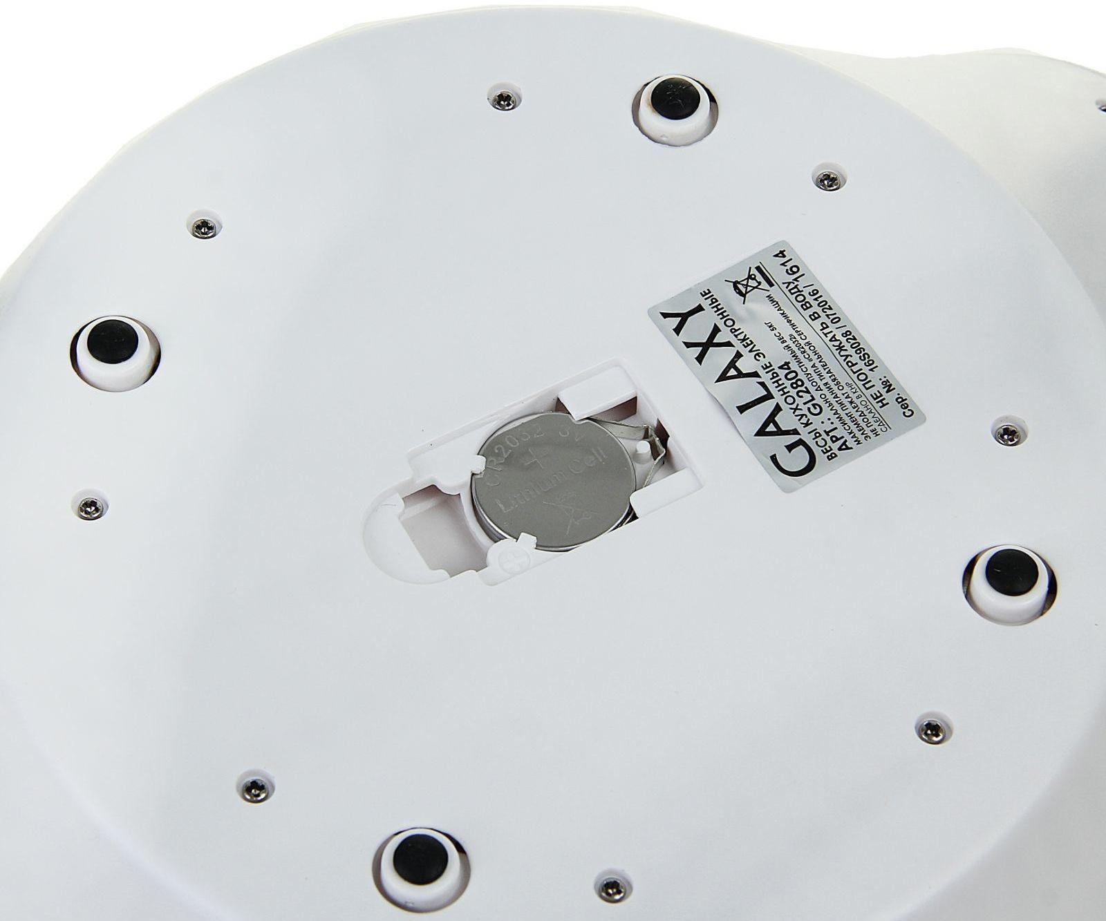 Весы кухонные Galaxy GL 2804, электронные, до 5 кг, LCD-дисплей, бело-зелёные