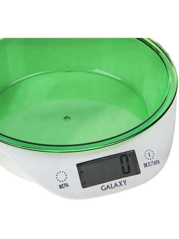 Весы кухонные Galaxy GL 2804, электронные, до 5 кг, LCD-дисплей, бело-зелёные
