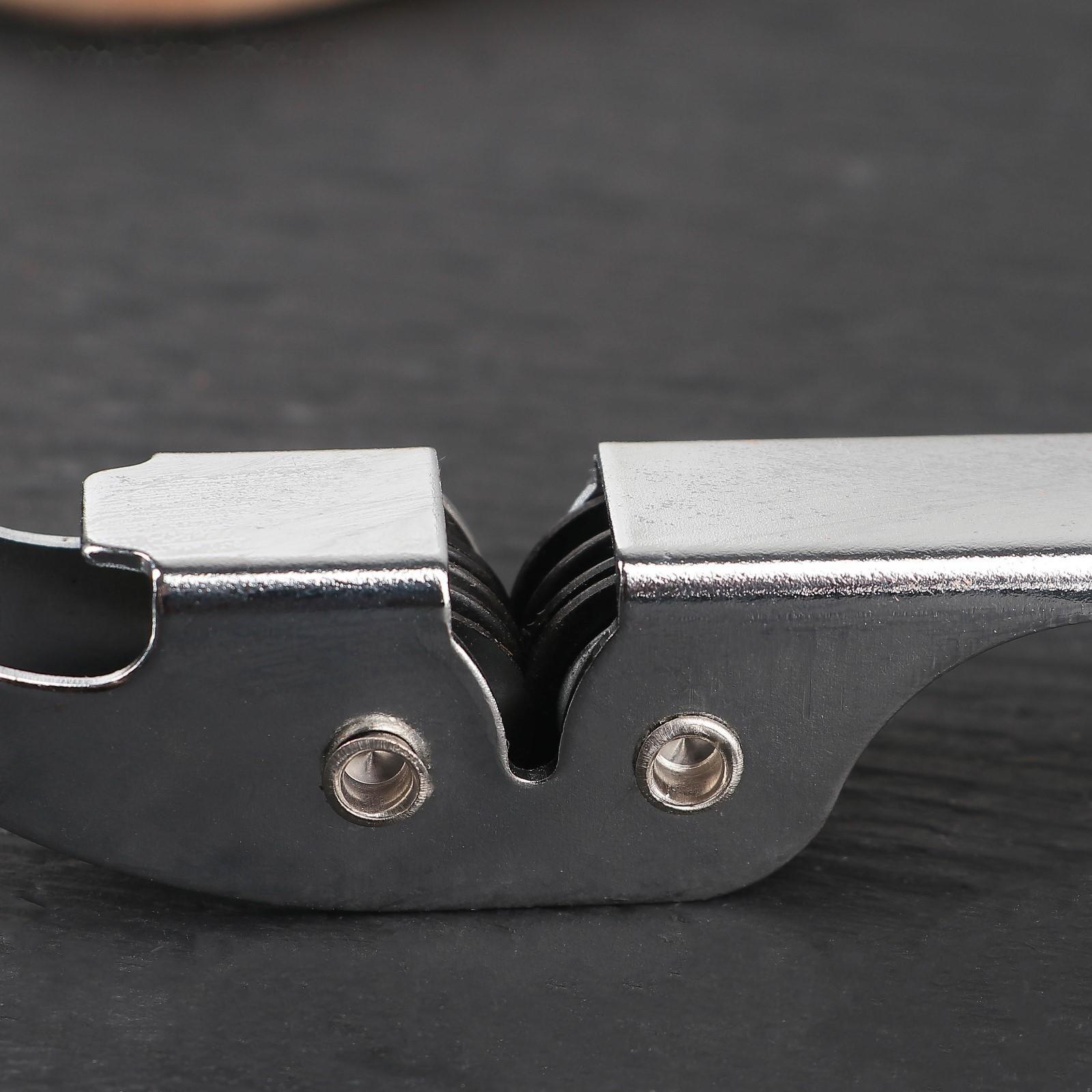 Открывалка с ножеточкой Доляна, 14 см, цвет хромированный