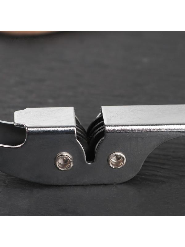 Открывалка с ножеточкой Доляна, 14 см, цвет хромированный