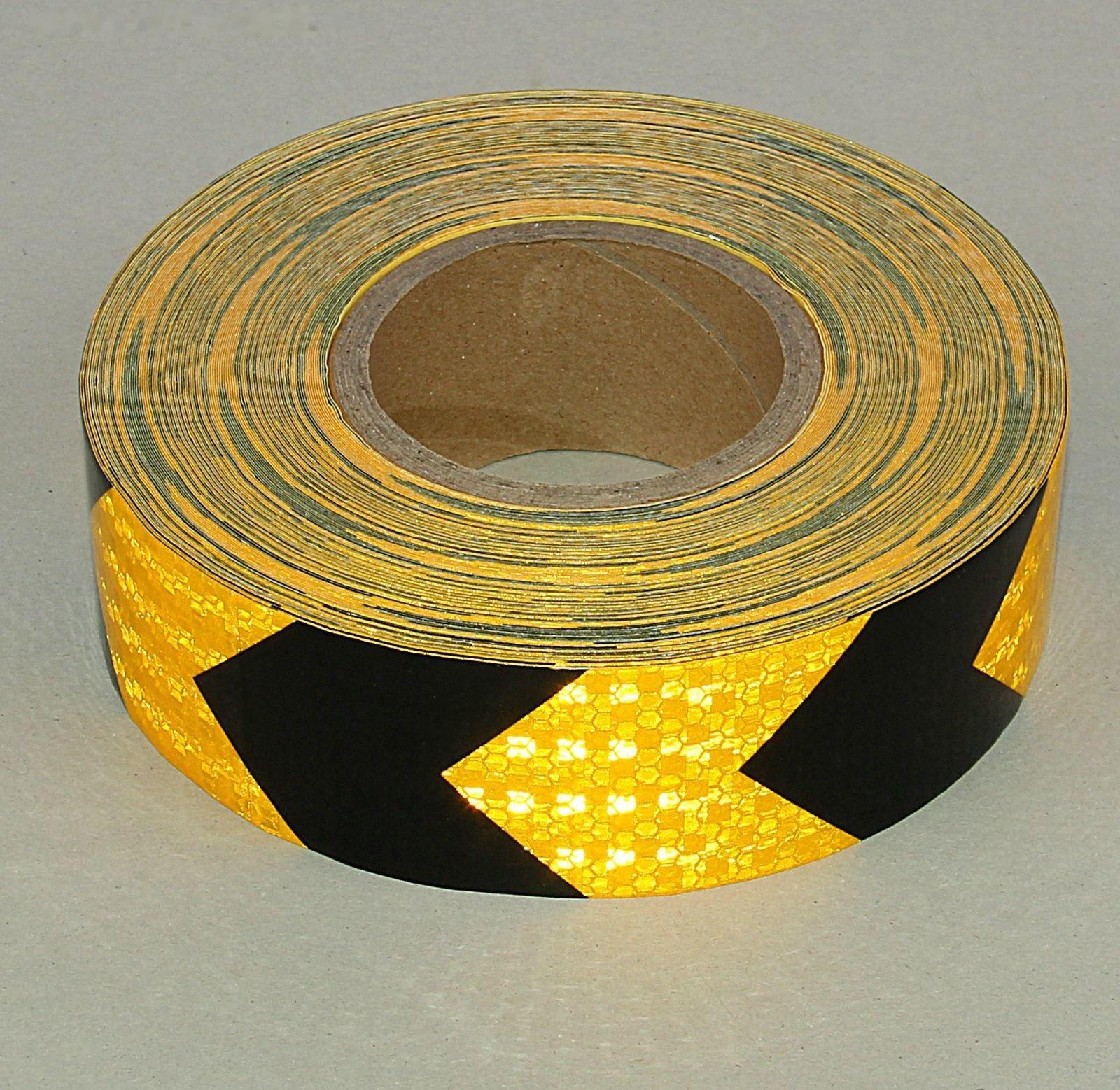 Светоотражающая лента, самоклеящаяся, желтая с пунктиром, 5 см х 45 м