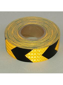 Светоотражающая лента, самоклеящаяся, желтая с пунктиром, 5 см х 45 м