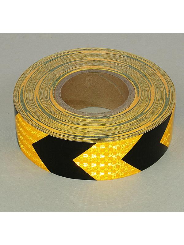 Светоотражающая лента, самоклеящаяся, желтая с пунктиром, 5 см х 45 м