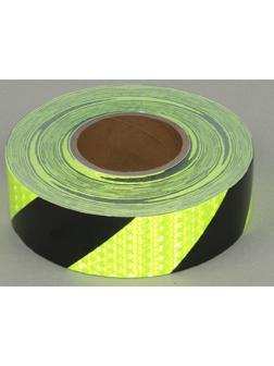 Светоотражающая лента, самоклеящаяся, салатовая с пунктиром, 5 см х 45 м