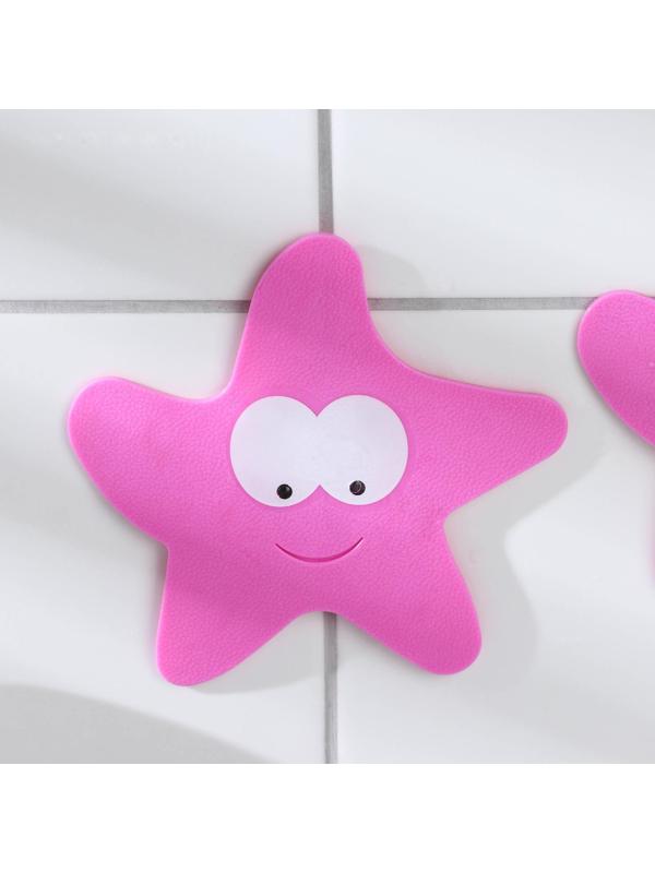 Набор мини-ковриков для ванны на присосках«Звёзда», 12×13 см, 4 шт, цвет МИКС