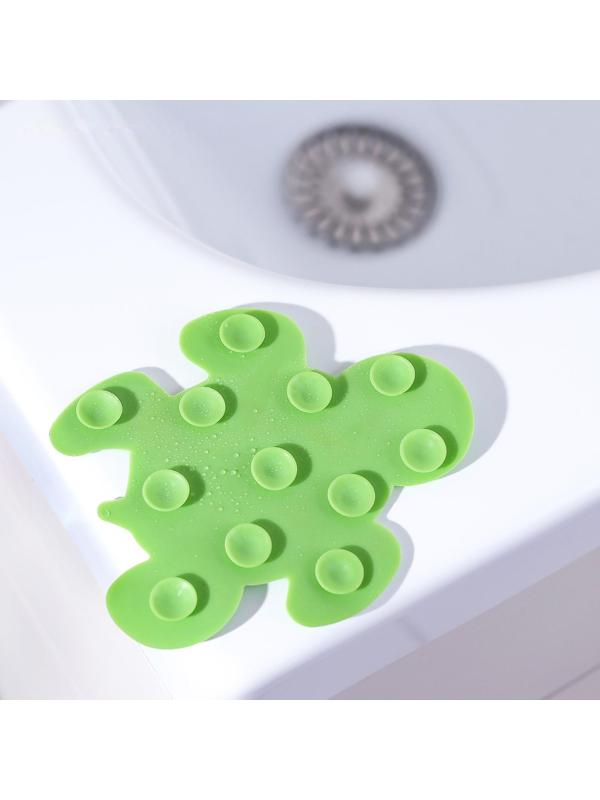 Мини-коврик для ванны Доляна «Черепашка», 11×13,5 см, цвет зелёный