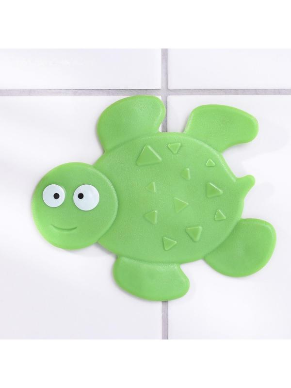 Мини-коврик для ванны Доляна «Черепашка», 11×13,5 см, цвет зелёный