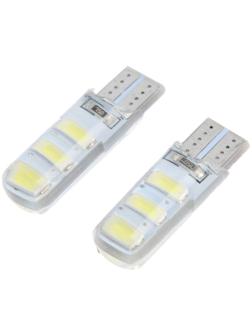 Автолампа светодиодная TORSO, T10 W5W, 12 В, 3 Вт, 6 SMD-5630, свет белый, набор 2 шт