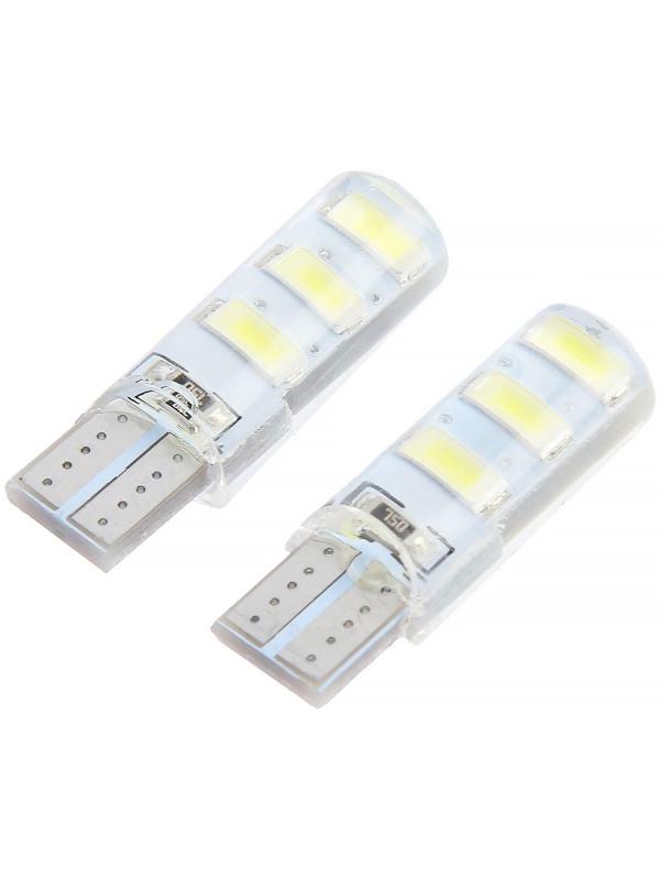 Автолампа светодиодная TORSO, T10 W5W, 12 В, 3 Вт, 6 SMD-5630, свет белый, набор 2 шт