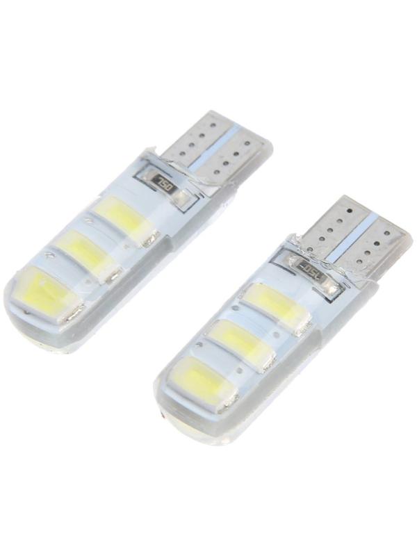 Автолампа светодиодная TORSO, T10 W5W, 12 В, 3 Вт, 6 SMD-5630, свет белый, набор 2 шт
